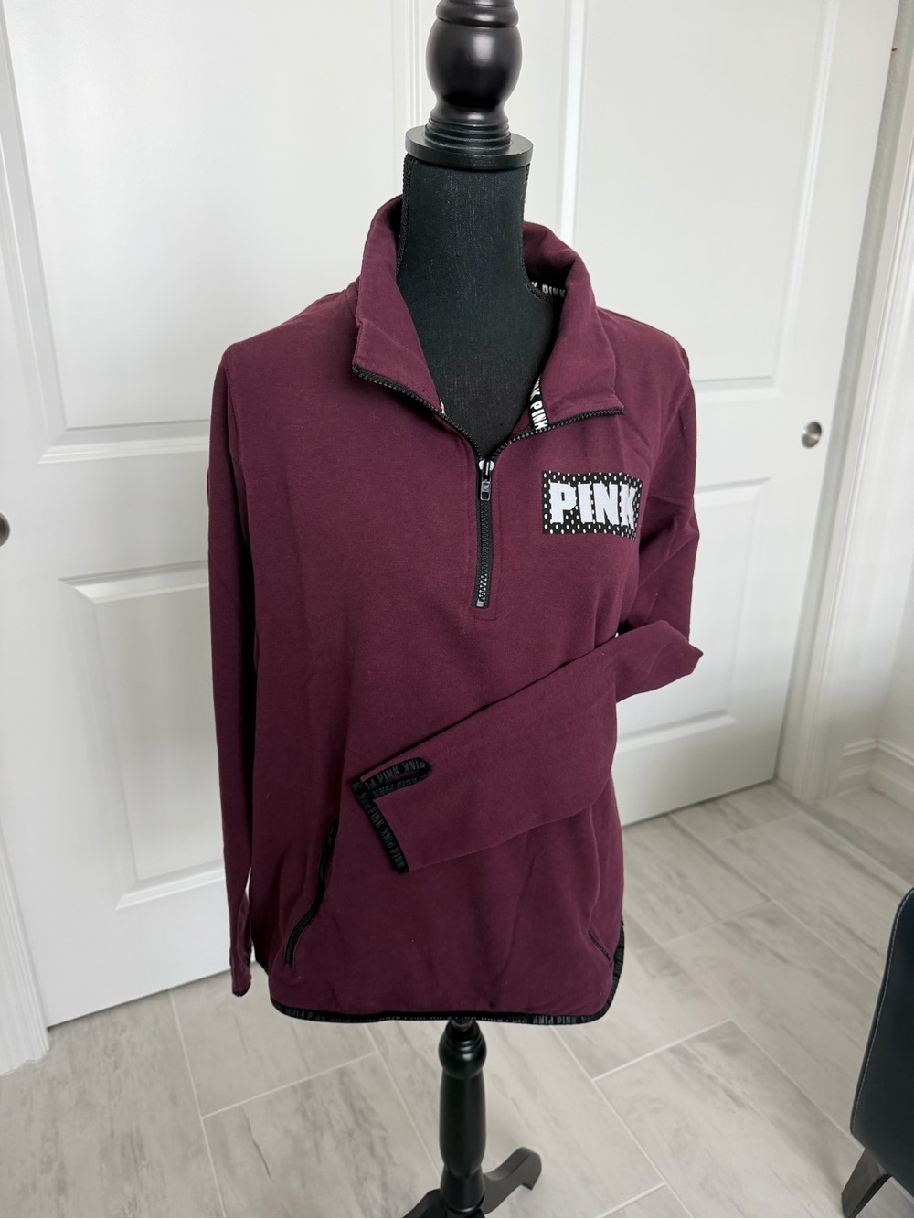 PINK Victoria's Secret Half-Zip Pullover Sweater in Plum